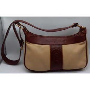Marino Orlandi Italian 2 Tone Brown Leather Shoulder Crossbody Bag Purse